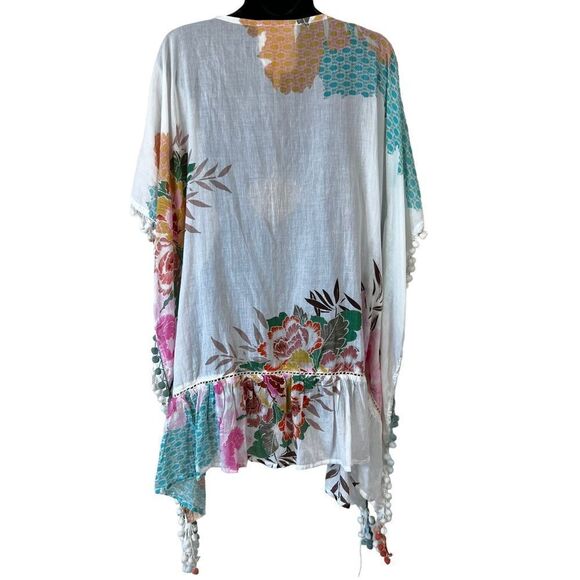 Z&L Floral Pom Pom Kimono Cotton Cover Up - Picture 8 of 8